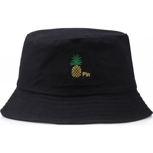 New Pineapple Pin Embroidery Summer Autumn Bucket Hat for Men Women Hip Hop Fisherman Hat Adult Panama Bob Hat Lovers Flat Hats