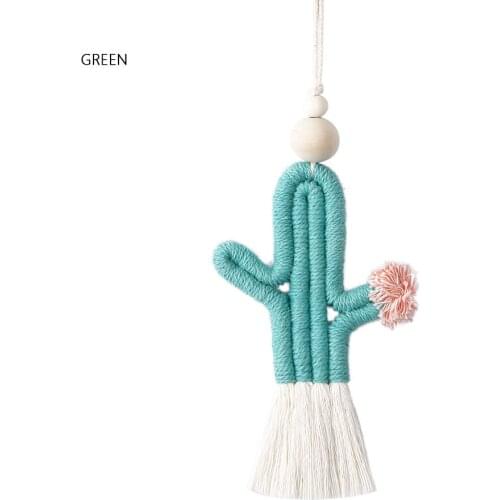 BOHO Handmade Turquoise Color Cactus Tassel Pendants Keychains Women Bag Accessories Cute Girl Gift Fashion Trendy Jewelry