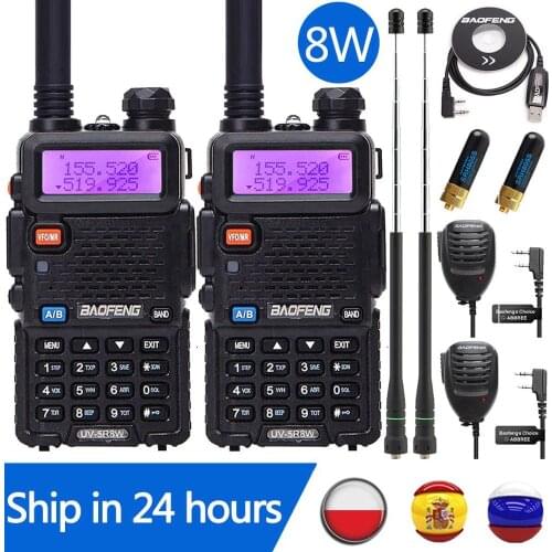 2PCS BaoFeng UV-5R 8W/5W Walkie TalkieStation Comunicador UV5R Transceiver Dual-Band Intercom Handheld Radio FM Transceiver