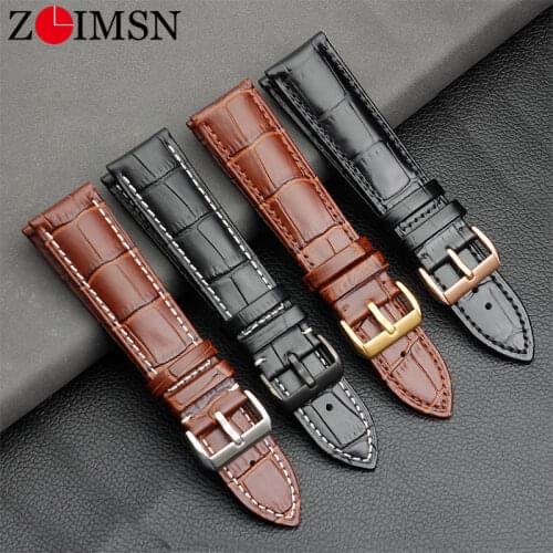 ZLIMSN Universal Genuine Leather Watchband 16mm18mm 20mm 22mm 24mm For Huawei watch GT samsung s2 s3 Tissot Seiko DW Watch strap