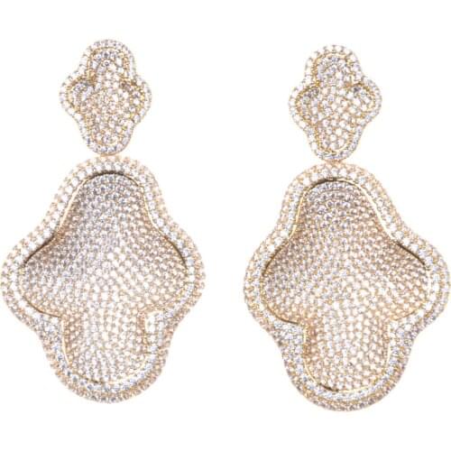 SLJELY Luxury Popular Earrings Clouds Candy Floss Full Mirco Paved Crystal Zircon Naija Wedding Earring Women Fashion Jewelry