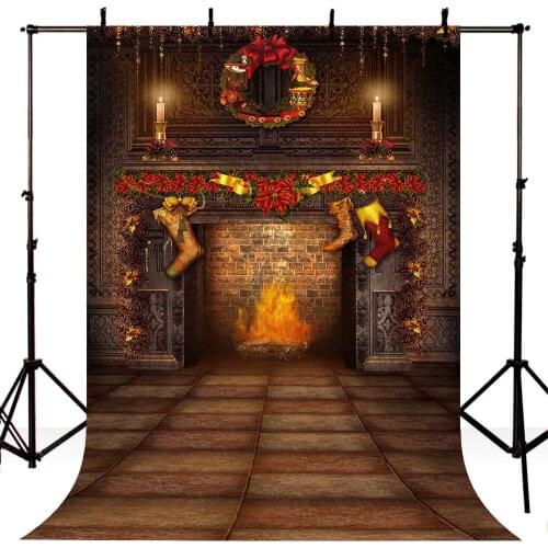 Christmas Vintage Room Frame Wall Bricks Fireplace photo background Custom Photo Backdrop Studio Background photocall