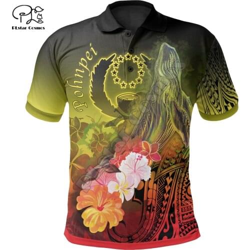 PLstar Cosmos Pohnpei Polynesian Culture Tribe Art Island Tattoo 3DPrint Men/Women Summer Polo Shirts Streetwear Short Sleeve A2