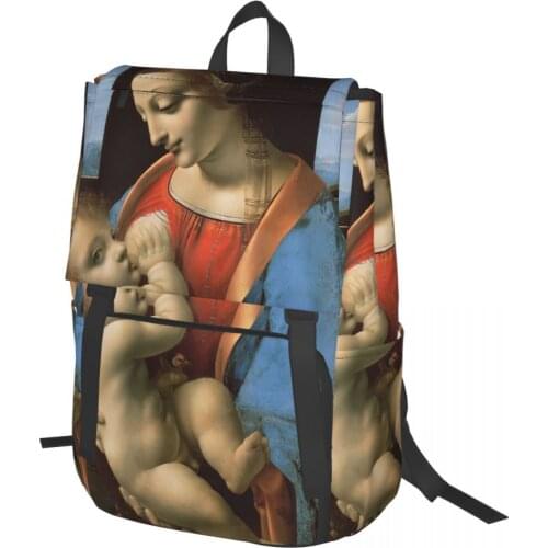 Leonardo Da Vinci,The Litta Madonna Backpack for Girls Boys Travel RucksackBackpacks for Teenage school bag