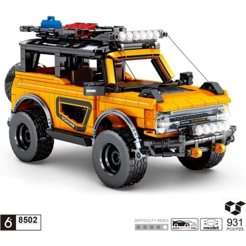 Technical Scale jeeps Wrangler Rubicon car building block ORV model vehicle steam DIY bricks pull back toys collection for gifts