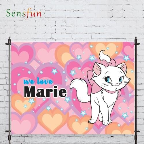 LEVOO Photography Background Cat Love Lovely Baptism Birthday Fabric Custom Shoot Prop Background Photocall Photo Studio