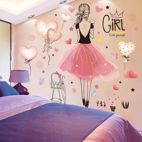 [shijuekongjian] Cartoon Balloons Wall Stickers DIY Girl Wall Decals for Kids Rooms Baby Bedroom Nursery House Decoration