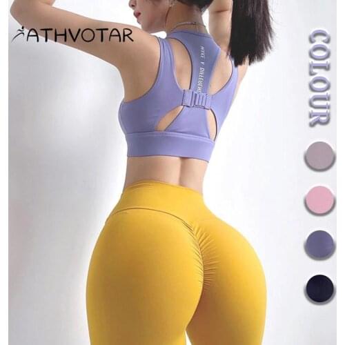ATHVOTAR Sports Bra Fitness Top Women High Intensity Exercise Breathable Underwear Running Corset Bralette Removable Chest Pad