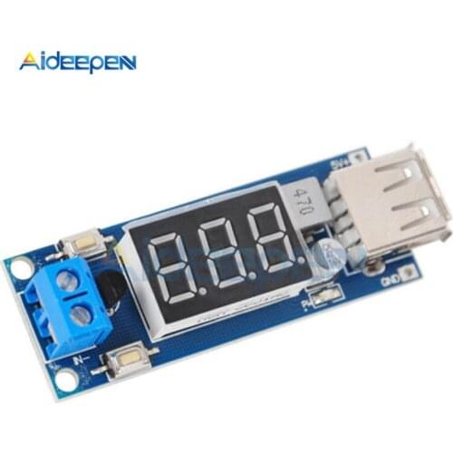 DC 4.5V-40V to 5V 2A USB Charger LED Step-down Buck Converter Module With Voltmeter Low Power Consumption Automatic Protection