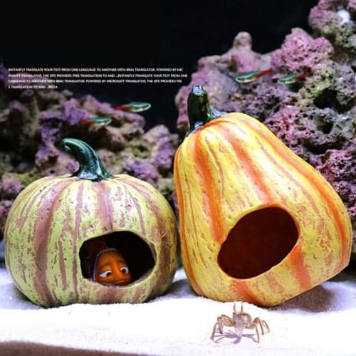 Aquarium Decoration Fish Tank Simulation Vegetables Cartoon Resin Ornaments Fish Shrimp Pumpkin Shelter Halloween Decoration