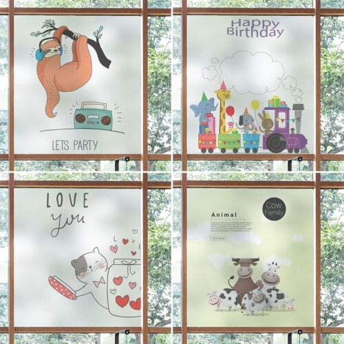 Girl childrens room decoration cartoon glass sticker anti-light self-adhesive frosted glass film opaque window sticker