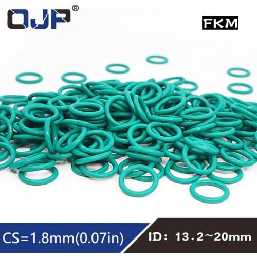 10PCS Fluorine rubber Green FKM Oring Seal 1.8mm Thickness ID13.2/14/15/16/17/18/19/20mm Rubber Ring Seal Gasket Ring
