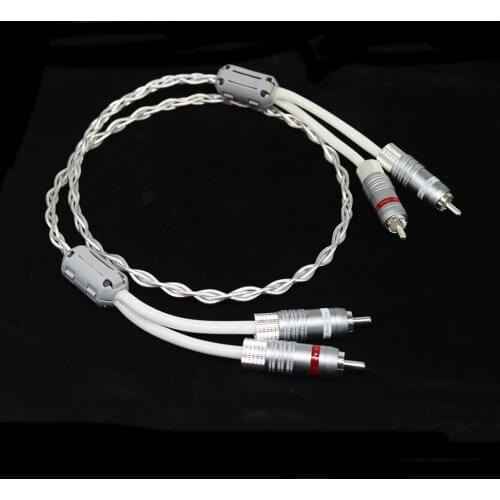 XSSH HIFI Single Crystal Copper Plated With Silver 2RCA to 2 RCA Audio Cable Line Wire
