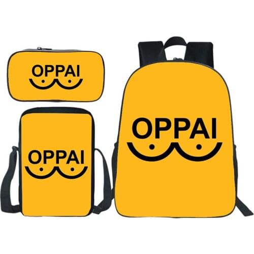 Japan Anime One Punch Man Backpack Teen Bookbag Three-piece Pencil Case Shoulder Bag 16 Inch Backpack Boy Girl Bag Kids Mochila