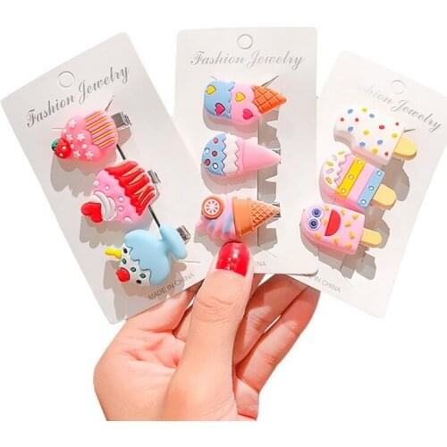 10PCS/Set Girls Cute Cartoon Fruits Ice Cream Unicorn Hair Clip Barrettes Headband Hair Ornament Fashion Kids Hair Accessories