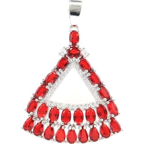 56x35mm New Design Created Rich Blue Aquamarine Womans Jewelry Silver Pendant