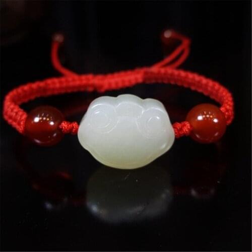 Natural Jade Pendant white Jade Bracelet Child Jewelry lock Necklace Fashion Accessories +Gift Box