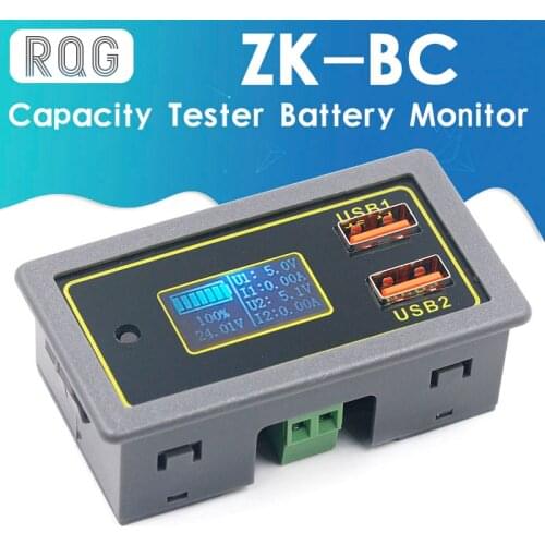ZK-BC 4.5-32v 12v 24v Lead-acid lithium battery Voltmeter ammeter 18650 capacity tester battery monitor USB quick charger QC3.0