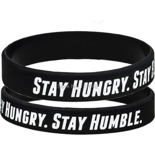 100pcs Inspirational Quote Stay Hungry Stay Humble wristband silicone bracelets free shipping by epacket A