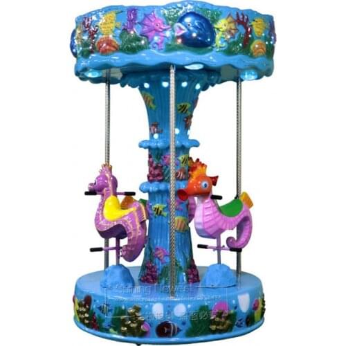 3 Seats Merry Go Round Horse Carousel Rotation Games Kiddy Rides Amusement Park Arcade Machine