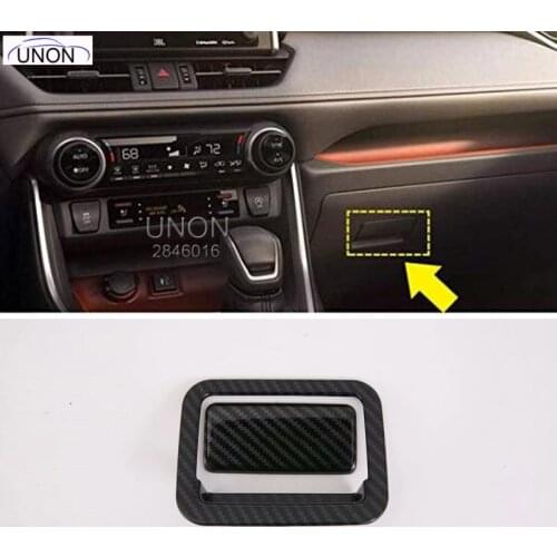 Car Accessories Dashboard Glove Box Handle Cover Trim ABS Carbon Style 2PCS for Toyota RAV4 XA50 2019