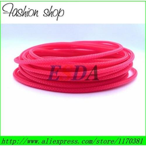 Free shipping 10M/Lot Flexible 2mm Round PET braided cable sleeve wire sleeving - Pink