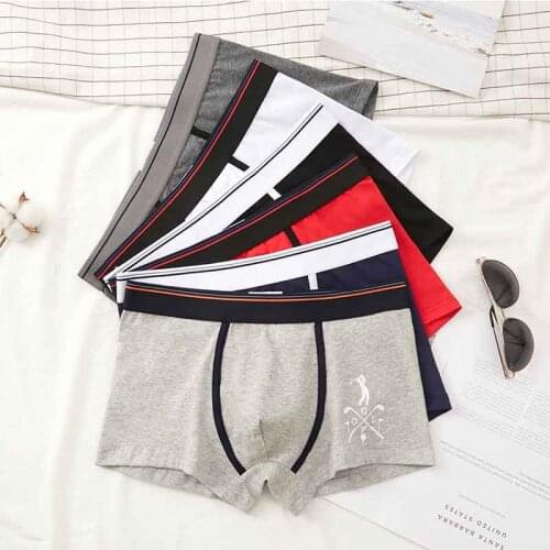 4 pcs/lot Men Underwear boxer cotton Cuecas Boxers Mens Fashion printing Underwear U convex pouch Man breathable underpant