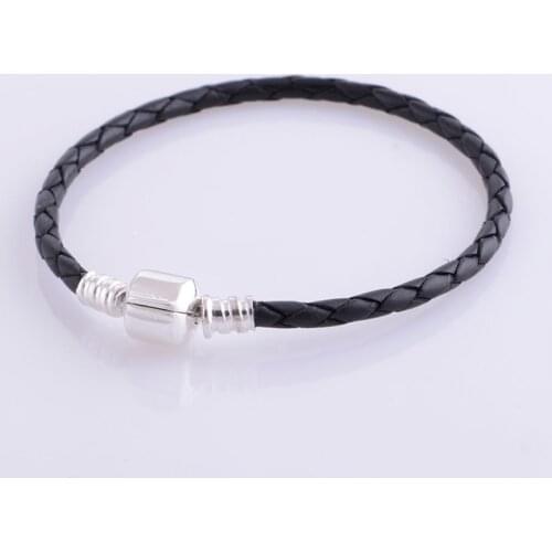 CKK Bracelet Black Leather Single Bracelets Women Pulseira Feminina Masculina Pulseras Mujer Silver 925 Sterling jewelry