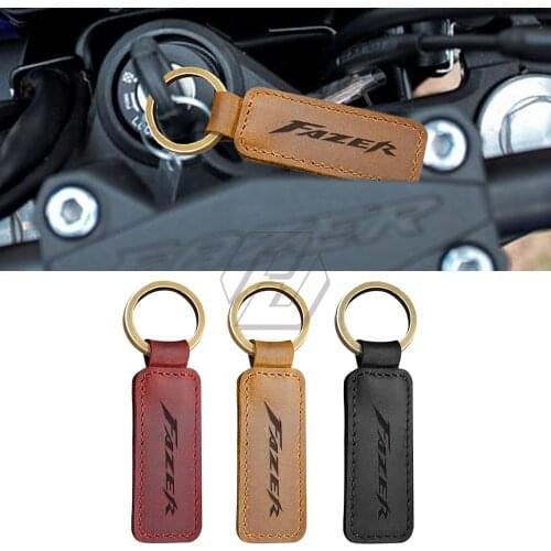 For Yamaha Fazer 250 8 FZ6 FZ8 FZ1 FZS600 Motorcycle Cowhide Keychain Key Ring