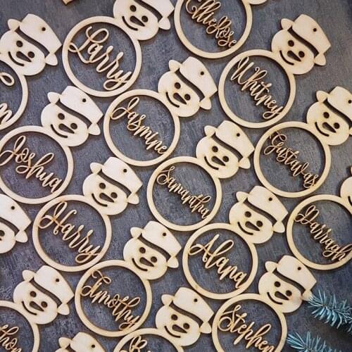 Wood Christmas baubles custom Christmas snowmen ornament laser cut names CHRISTMAS custom gift tags with name Christmas Decor