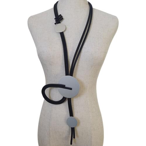 YD&YDBZ Designer DIY Long Necklace For Women Punk Style Leather Rubber Choker Sweater Chain Jewelry Necklace Party Decoration