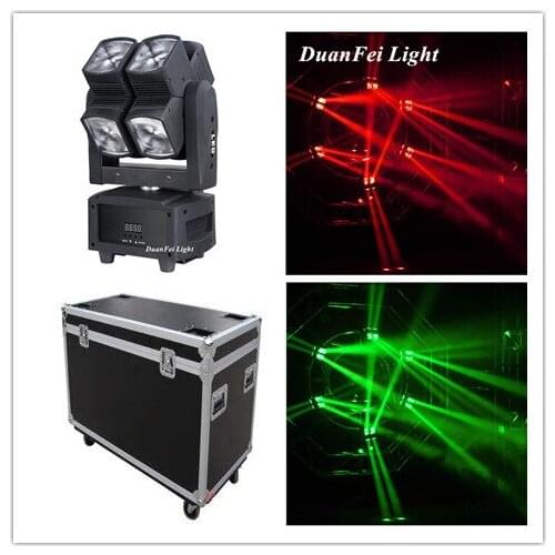 Flightcase) 8pcs 8x10w moving head led dmx beam cube lyre moving head rgbw 4in1 beam movinghead flightcase