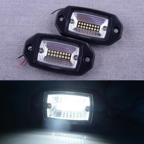 2pcs 4" 6000-6500K 8W 12V Flush Mount LED Light Pods Flood Beam Front Work Light Reverse Lamp Waterproof IP67 Fit for Offroad