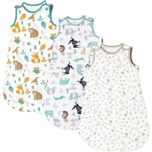 Cotton Baby Vest Sleeping Bag Spring Autumn Quilted Childrens Short Sleeve Pajamas Baby Anti-kick Sleepsack Wholesale