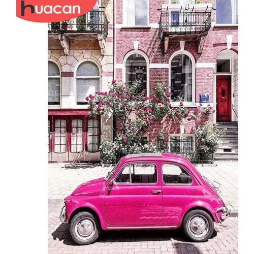 HUACAN Diamond Painting Kit Car Home Decor Mosaic City Scenery Embroidery Building Landscape Wall Stickers