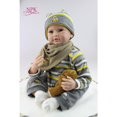 NPK High Quality Simulation Babydoll Imported Mohair Doll Silicone Vinyl Toys Soft Cotton Body Children Birthday Gifts