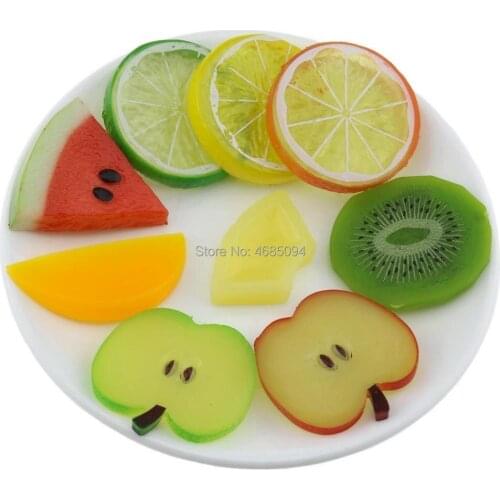 Gresorth Premium Artificial Fruit Slice Fake Lemon Cherry Cherries KIWI Apple Decoration Photo Props