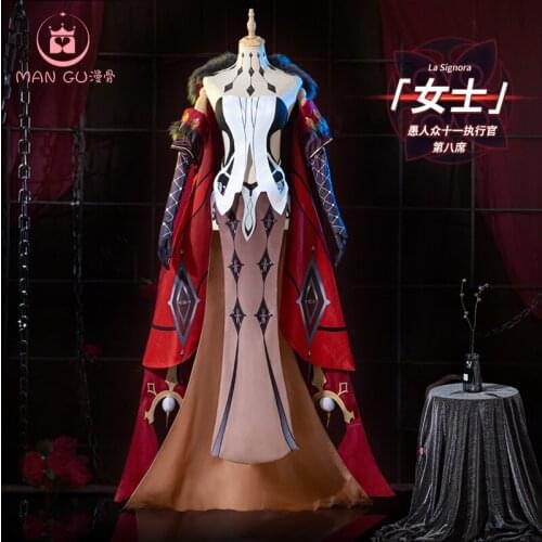 STOCK Game Genshin Impact La Signora Cospaly Costumes Full Dress Of Royal Villain Womens Clothing 2021 New