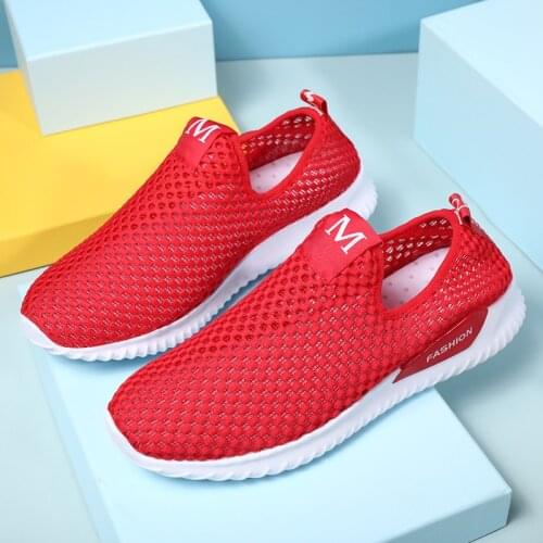 Summer net shoes womens breathable flat sneakers slip on mesh hollow shoes women shoes C651
