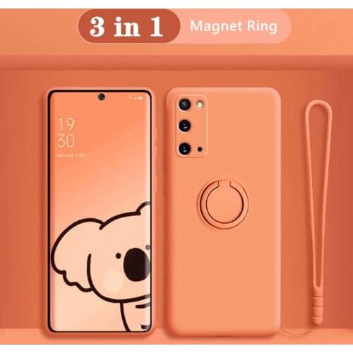 Strap Magnetic Liquid Silicon Case For Samsung S21 S20 FE Note 20 Ultra 10 S10 Plus A51 A71 A32 A52 A72 A10 A30 A50 A30S Cover