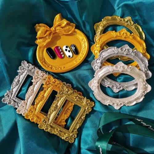 Retro Golden Resin Mini Small Photo Frame Jewelry Positioning Frame Manicure Earrings Necklace Jewelry Display