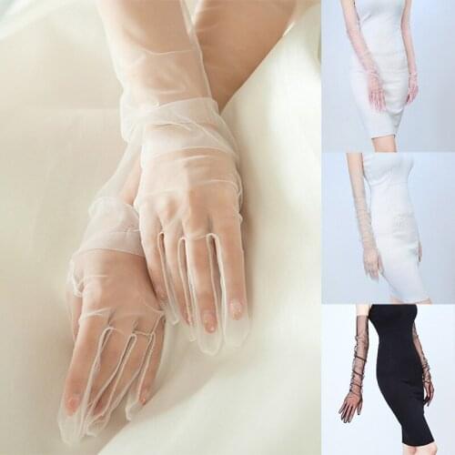 Fashion Women Halloween Gloves 70cm Sheer Tulle Gloves Ultra Thin Gloves Elbow Long Gloves Photo Shooting Accessory
