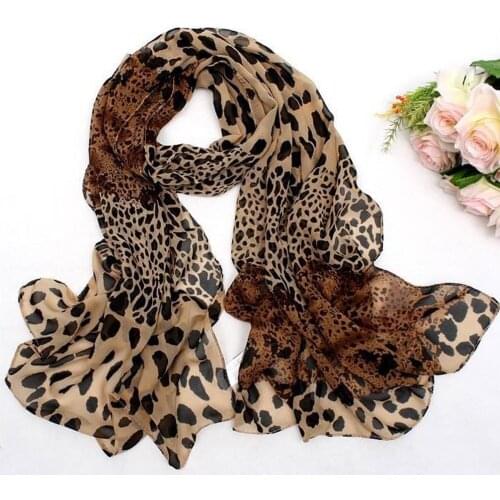 Fashion Winter Scarf Womens Chiffon Leopard Print Silk Scarf Hair Tie Band Neckerchief Multi-Purpose scarf women Shawl A3096