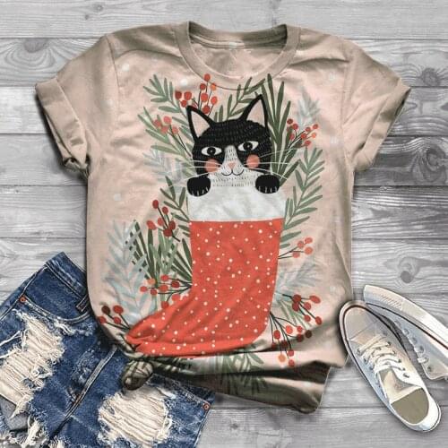 2021 new hot-selling short-sleeved summer 3DT shirt kitten print short-sleeved couple T-shirt animal top streetwear