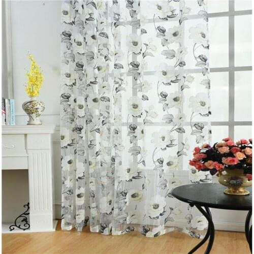 New Brand Tulle for Windows Sheer Curtains for Kitchen Living room Bedroom Print Sheer Voile Curtains Brown