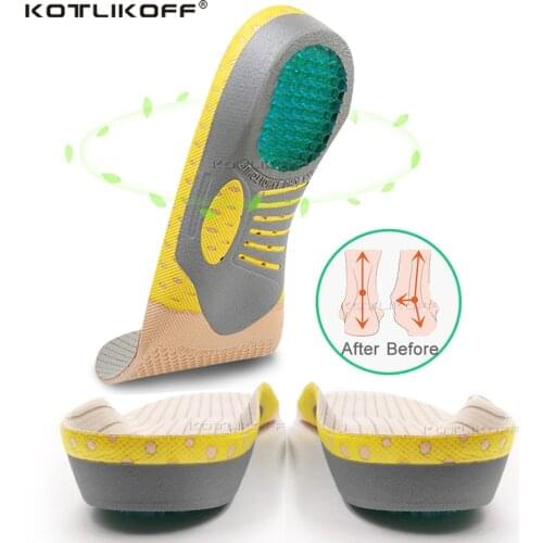 KOTLIKOFF Orthotic Gel Insoles For Shoes Arch Support Pad Flat Foot Health Damping Orthopedic Sole Pads Relief Plantar Fasciitis