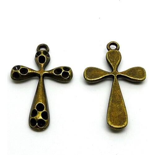 RONGQING 2018 New 50pcs/pack Crosses 20x32mm Religion DIY Necklace Hollow Pendant accessories Jewelry Charms