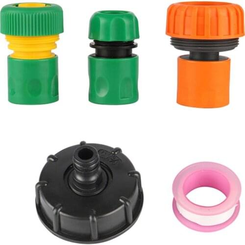 Garden Irrigation 60mm Tank Tap Adapter Garden 1/2" 3/4" 1" Pipe Connector Plastic Water HoseAdapter Replacement Valve Fittings