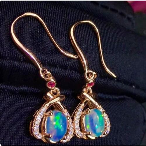Opal drop earring 0.5ct*2pcs gemstone Free shipping 925 sterling silver Natural real opal Fine jewelry #J19011003