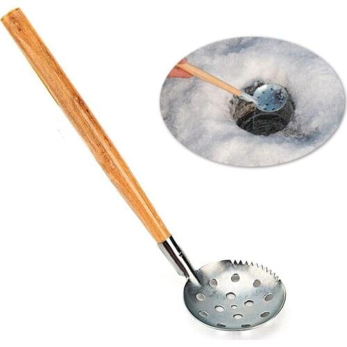 Portable Winter Ice Fishing Strainer Galvanized Scoop Scoop Wood Handle Slush Skimmer Net Tool Hedge Fishing Tackles Accessories